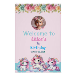 Póster brillante Unicorn Birthday  Perfect Poster