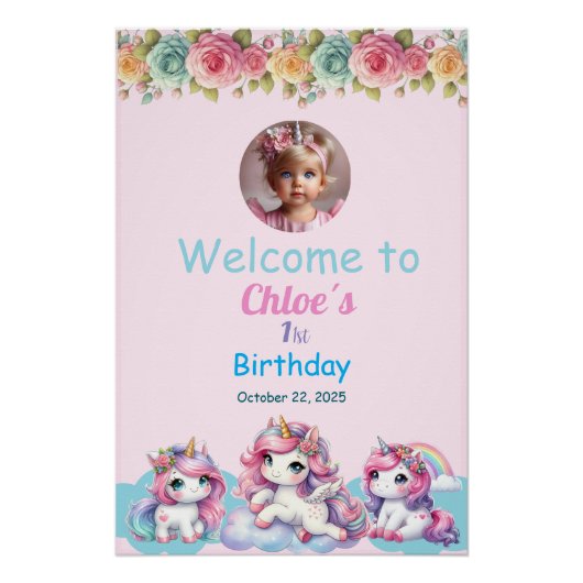 Póster brillante Unicorn Birthday  Perfect Poster (Voorkant)