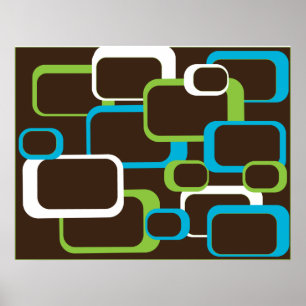 Poster Bruin Retro Squares
