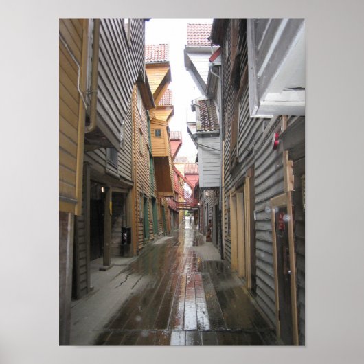 Poster: Bryggen Walkway, Bergen, Noorwegen Poster (Voorkant)