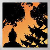 Poster Buddha Sunset Silhouette (Voorkant)
