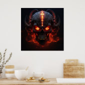 Poster Burning Skull Inferno (Keuken)