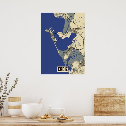 Poster Cadiz Map (Keuken)
