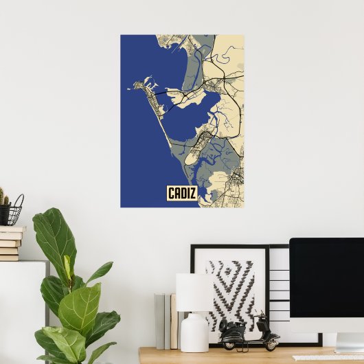 Poster Cadiz Map (Thuiskantoor)