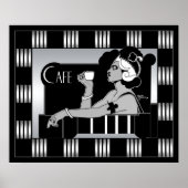 Poster  Cafe Art Deco Stripe Black (Voorkant)