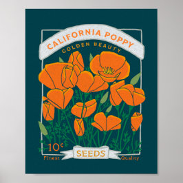 Poster Californië Poppy (donkere achtergrond)