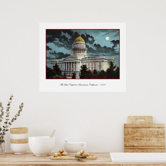 Poster Californië State Capitol Moonlight (Keuken)