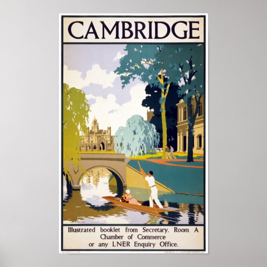 Poster Cambridge Vintage-reisreis teruggezet (Voorkant)