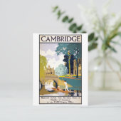 Poster Cambridge Vintage-reisreis teruggezet Briefkaart (Staand voorkant)