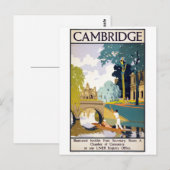 Poster Cambridge Vintage-reisreis teruggezet Briefkaart (Voorkant / Achterkant)