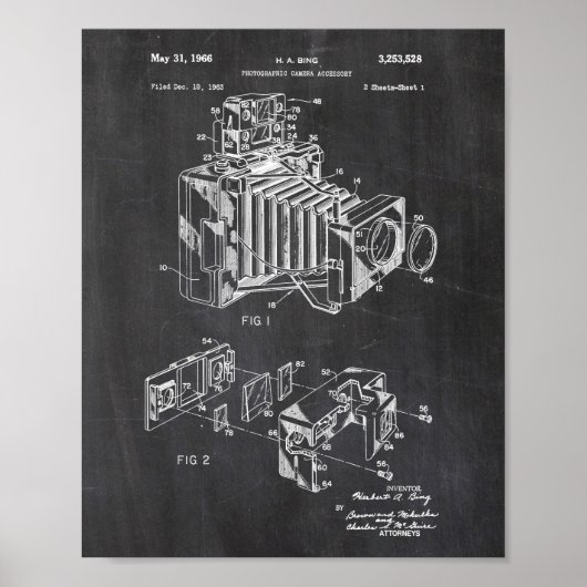 Poster camerapatent Chalkboard achtergrond (Voorkant)