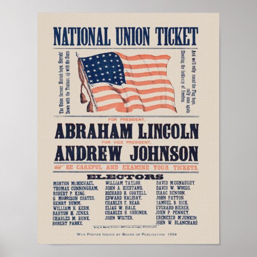 poster campagne 1864 EU-partij - Lincoln (Voorkant)
