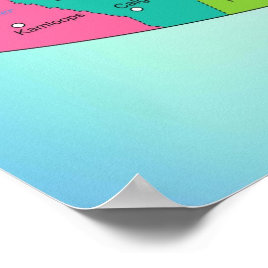 Poster - Canada - Kaart met de provincies (Hoek)