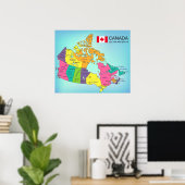 Poster - Canada - Kaart met de provincies (Thuiskantoor)