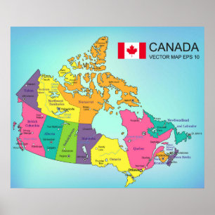 Poster - Canada - Kaart met de provincies