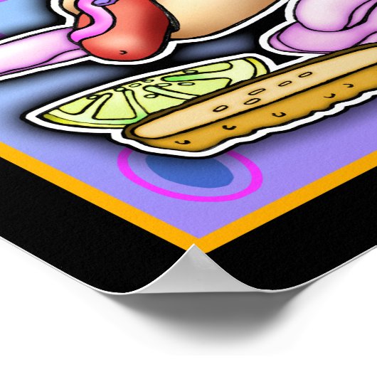 Poster, Canvas - Pop Art Hot Dog met chips en een Poster (Hoek)