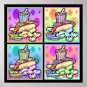 Poster, Canvas - Pop Art Hot Dog met chips en een Poster (Voorkant)