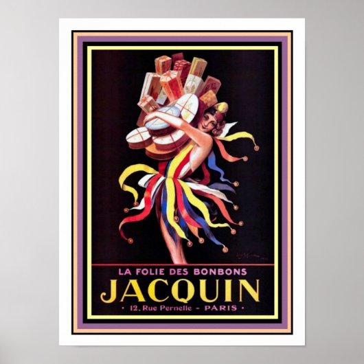 Poster Cappiello voor Jacquin Bonbons 12 x 16 (Voorkant)