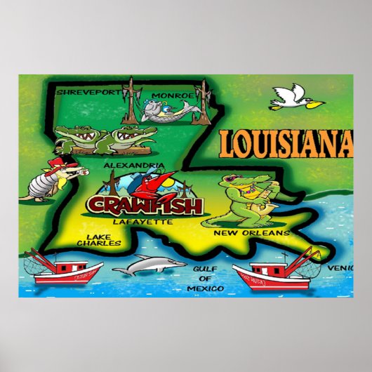 Poster Cartoon Louisiana (Voorkant)
