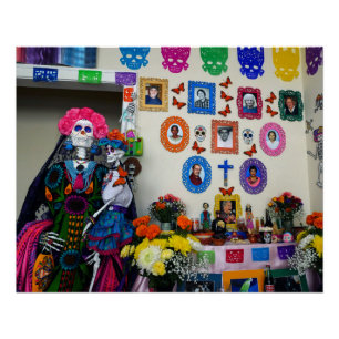Poster Catrina Moeder en Child Ofrenda