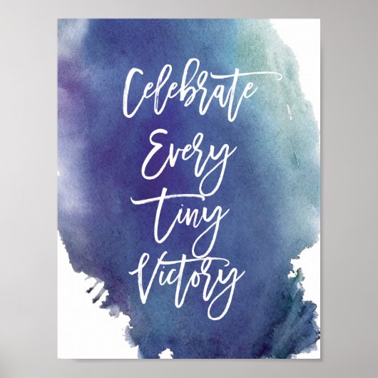 poster "Celebrate" blauwe Waterverf (Voorkant)