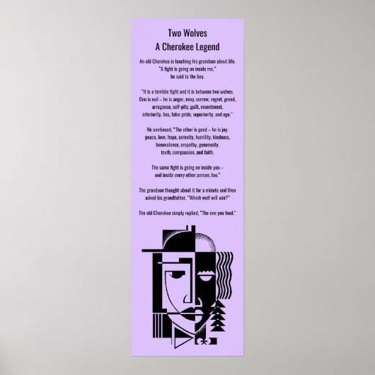 Poster Cherokee Legend Twee Wolven die je voedt (Voorkant)