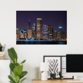 Poster - Chicago Skyline Illinois met Night Sky (Thuiskantoor)