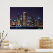 Poster - Chicago Skyline Illinois met Night Sky (Keuken)