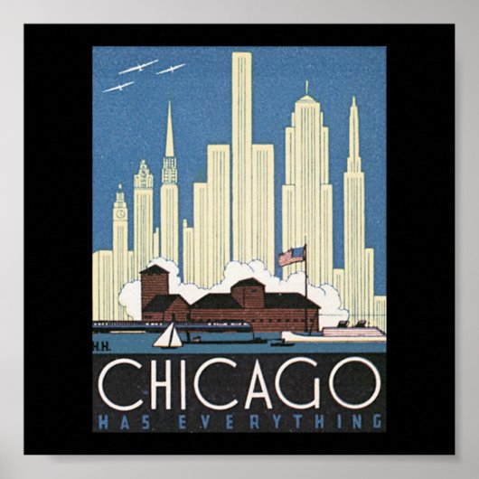 Poster- Chicago Travel Art-7 Poster (Voorkant)
