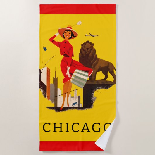 Poster Chicago Windy City Strandlaken (Voorkant)