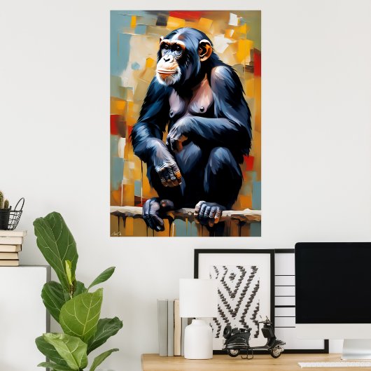 Poster | Chimpansee | Art. (Thuiskantoor)