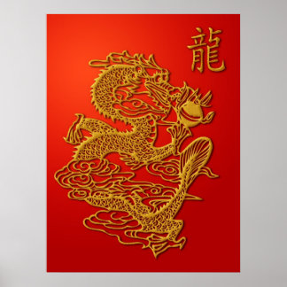 Poster Chinese drakenillustratie