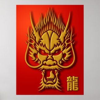 Poster Chinese drakenillustratie