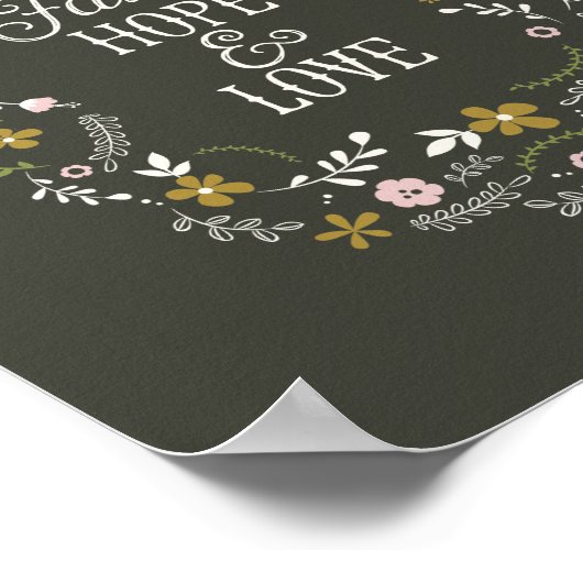 Poster Christelijke Faith Hope Love Bijbelscriptie (Hoek)