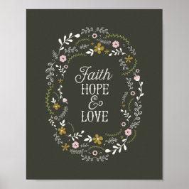 Poster Christelijke Faith Hope Love Bijbelscriptie
