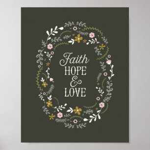 Poster Christelijke Faith Hope Love Bijbelscriptie