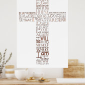 Poster Christelijke kruisbeelden koperen letters (Keuken)