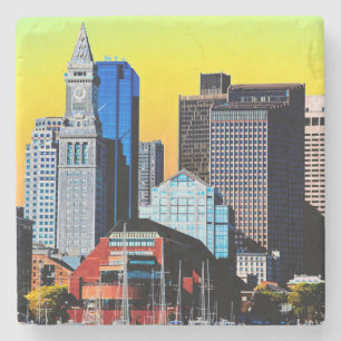 Poster cloth Face Mask van het Custom House Boston Stenen Onderzetter