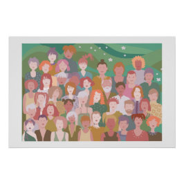 poster colorful people man and women