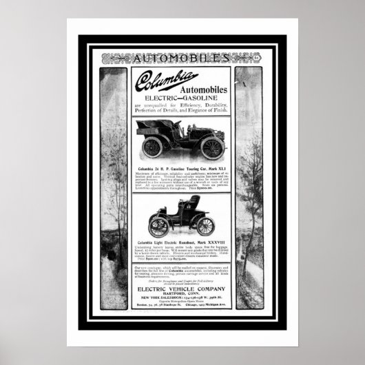 Poster Columbia Auto 1903 Advertentie (Voorkant)