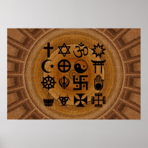 Pôster com símbolos da religieuze ões poster
