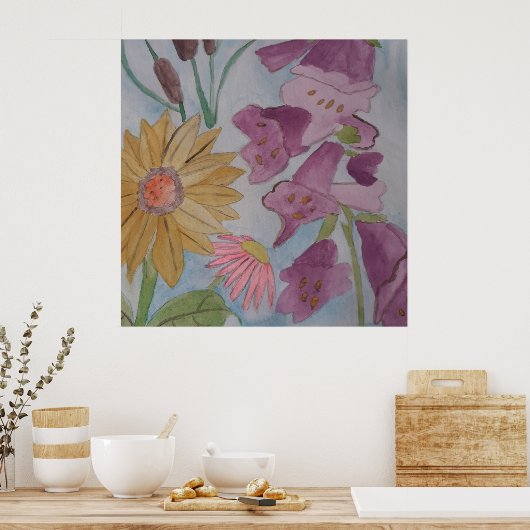 Poster Cottage Garden Flowers (Keuken)