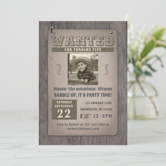 poster cowboy verjaardag kaart (Staand voorkant)