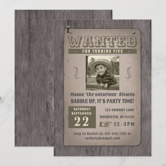 poster cowboy verjaardag kaart (Voorkant / Achterkant)