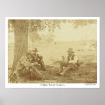 poster "Cowboys Eating Tomates"