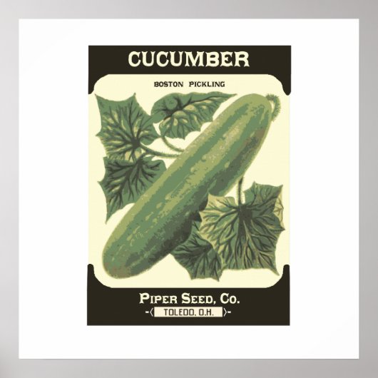 Poster Cucumber Seed Packet Retro Afdrukken (Voorkant)