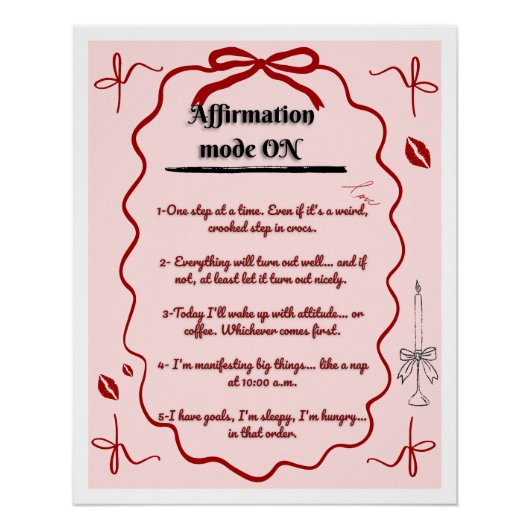 Poster cute affirmations funny aesthetic mindset (Voorkant)