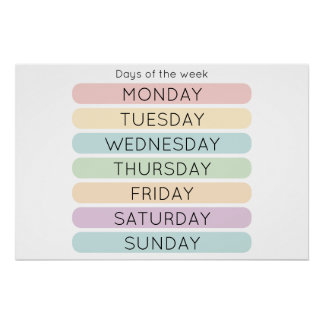 Poster dagen van de week | Huiselijke schooldecora