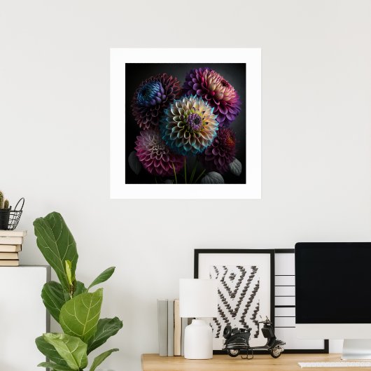 Poster Dahlia Flowers (Thuiskantoor)