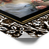 Poster  dame met roze rozen (Hoek)